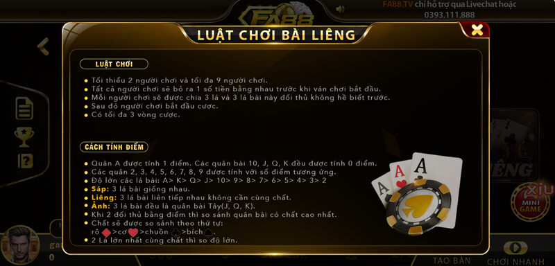 Luật chơi bài Liêng tại FA88