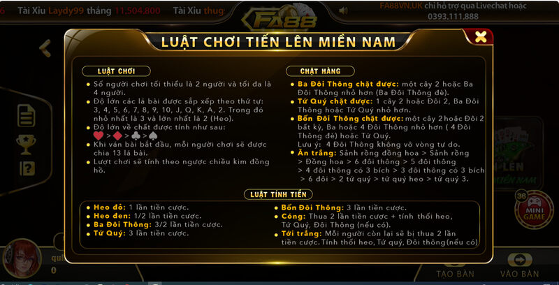 Luật Chơi game bài Tiến Lên Miền Nam